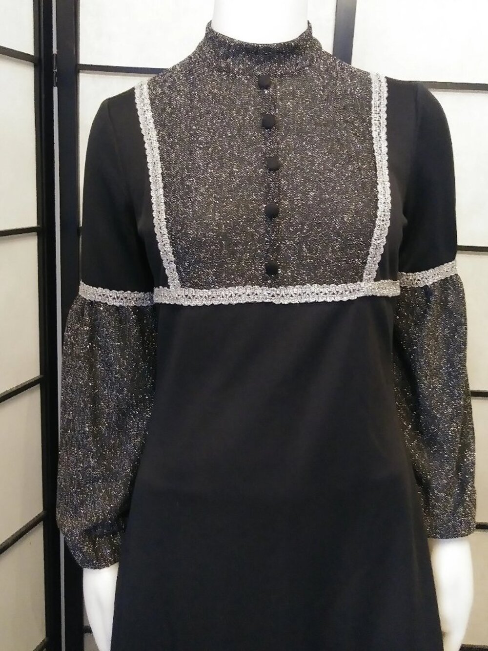 Vintage 60's Black and Metallic Evening Gown